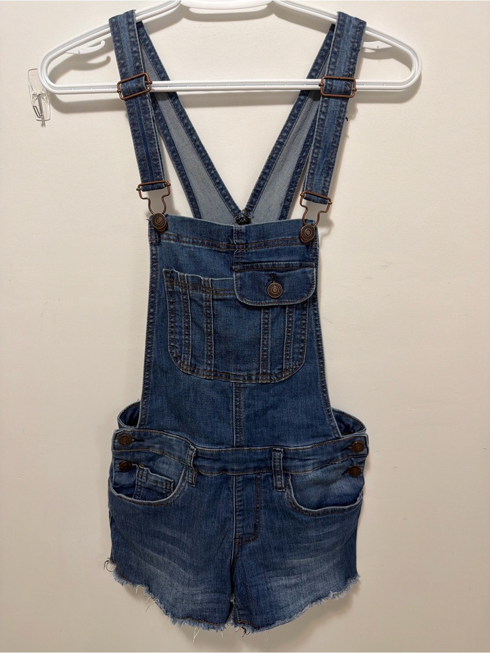 Denim Blue Jean Short Overalls - Women's Casual Summer Shorts